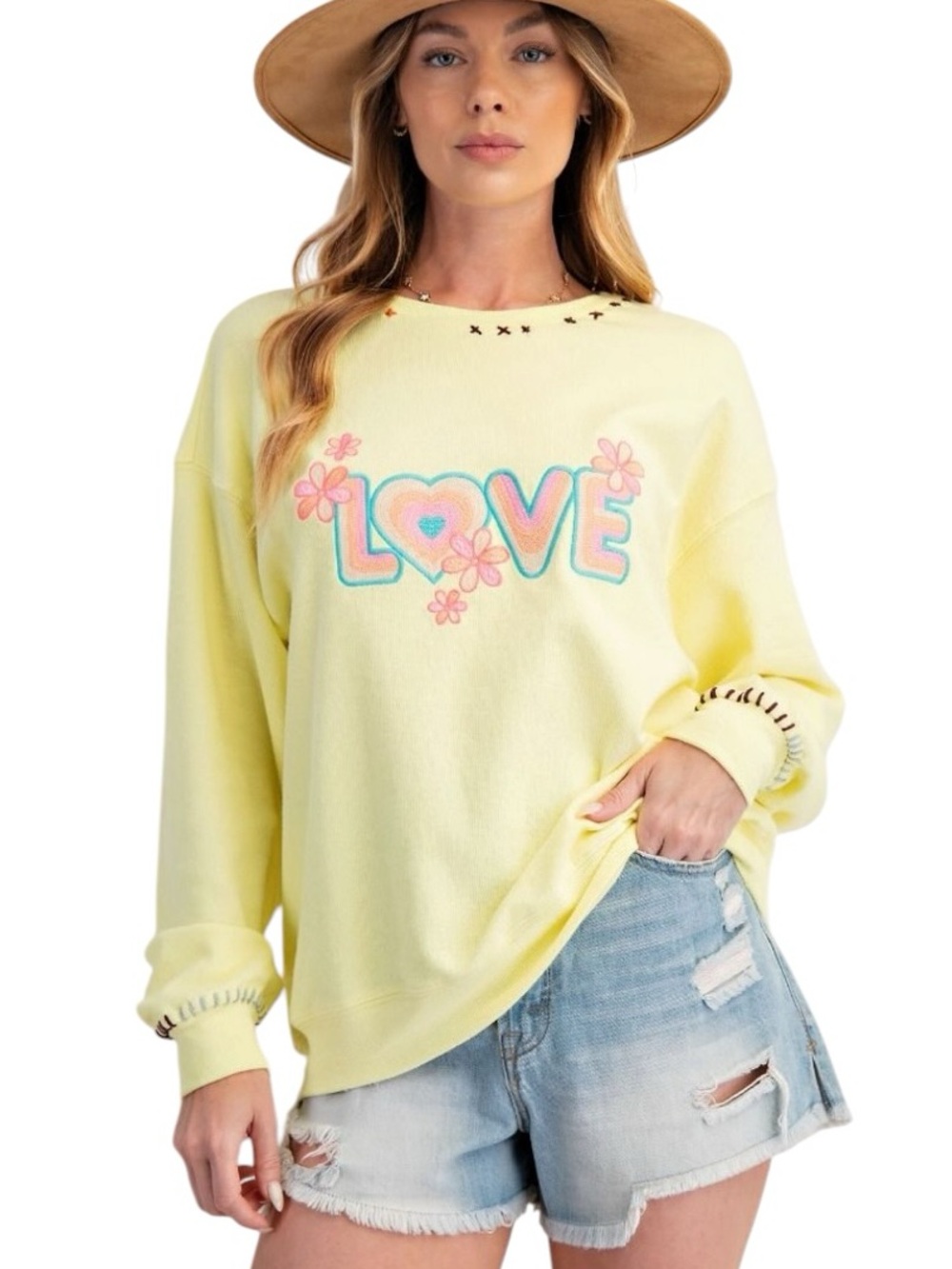 368:  EASEL NWT LIGHTWEIGHT SWEATSHIRT LEMON (H31)